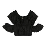 Twinset Top Einfarbig Off Shoulder Schwarz Für Mädchen