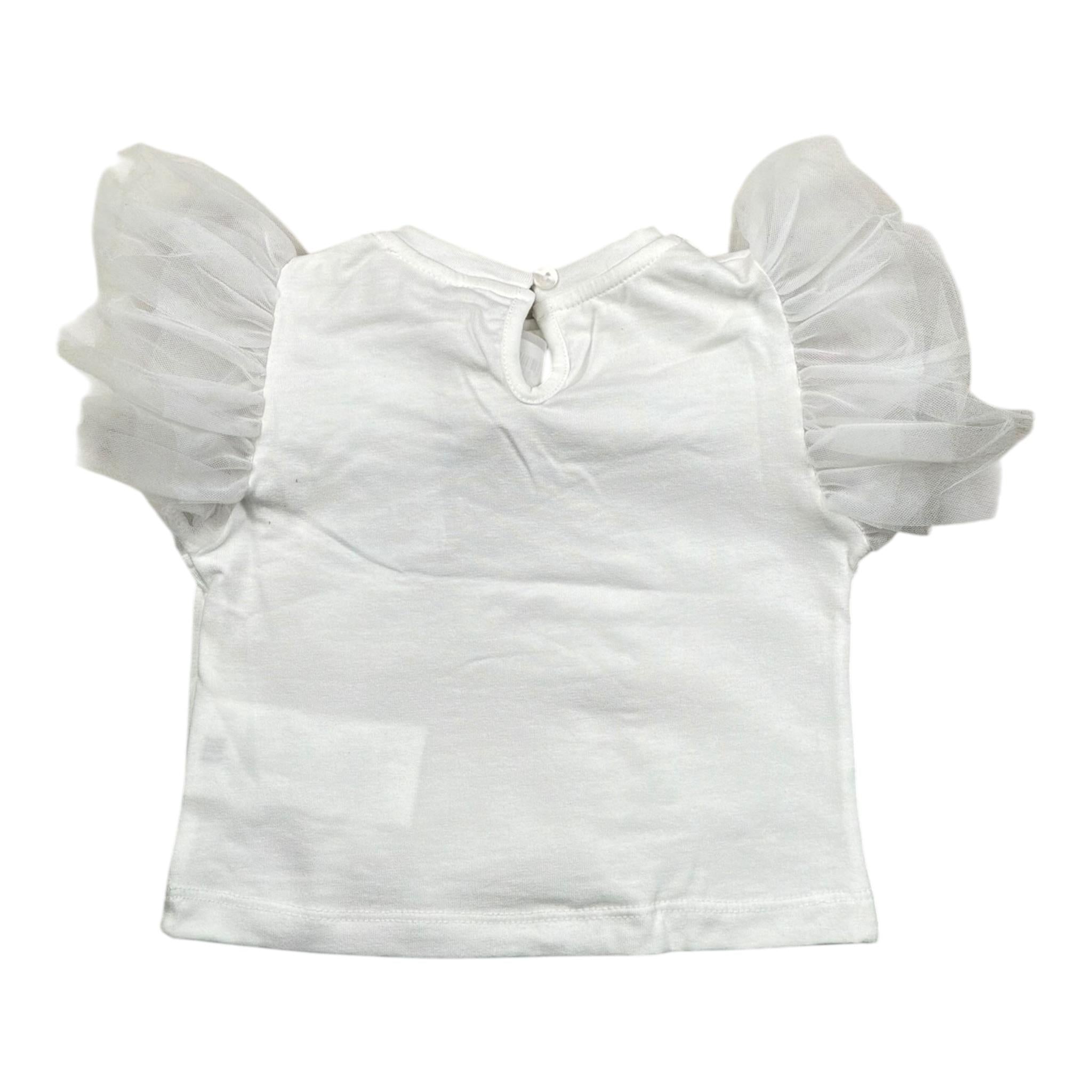 Miss Grant T-Shirt Girocollo Tinta Unita con Applicazioni per Neonata MG1335X BIANCO MISS GRANT 