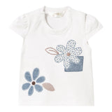 Mayoral T-Shirt Girocollo Tinta Unita con Stampa Fiori per Neonata 107059 BIANCO MAYORAL 