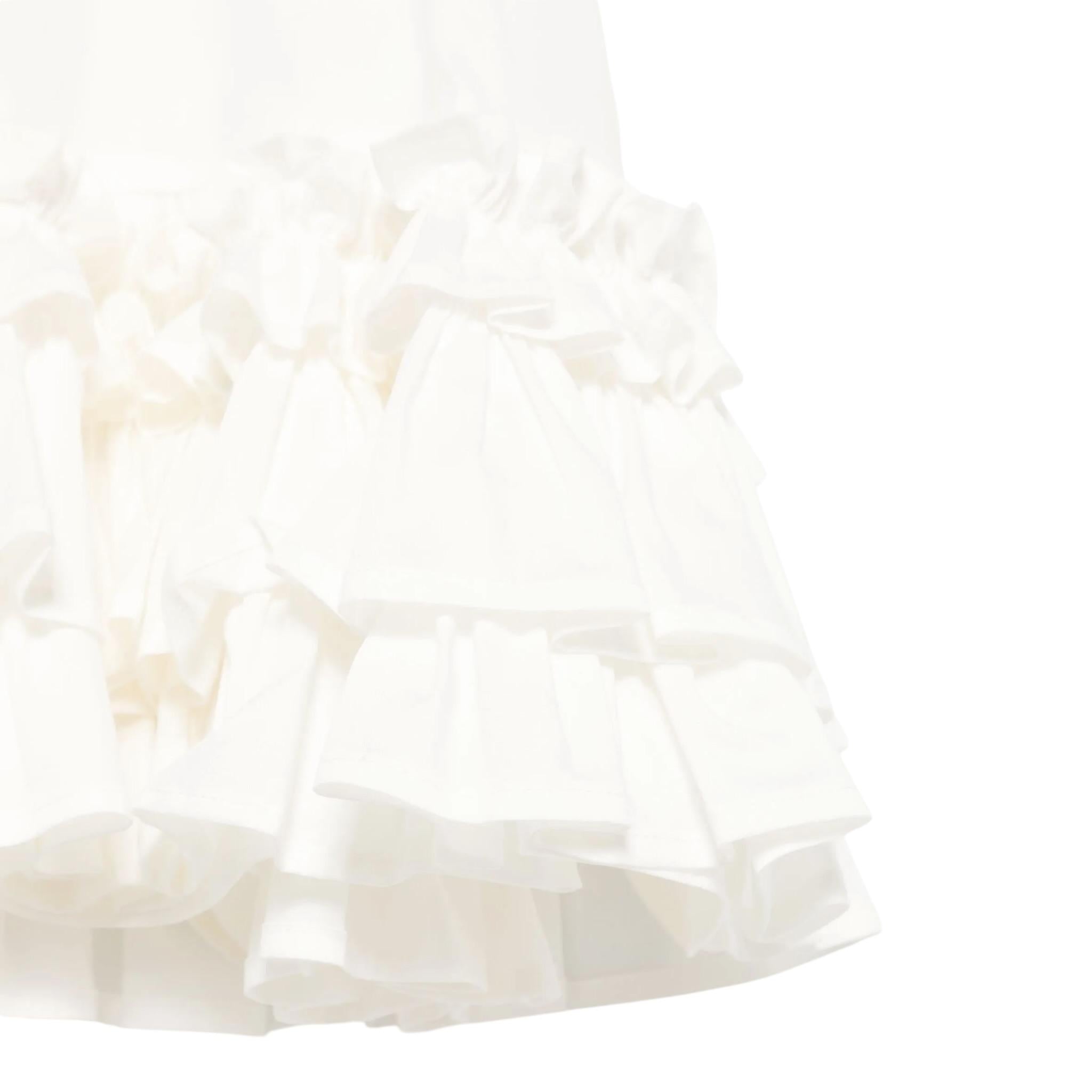 Dou Dou Abito Tinta Unita Mezza Manica con Balze per Neonata DW1A61NX BIANCO DOU DOU 