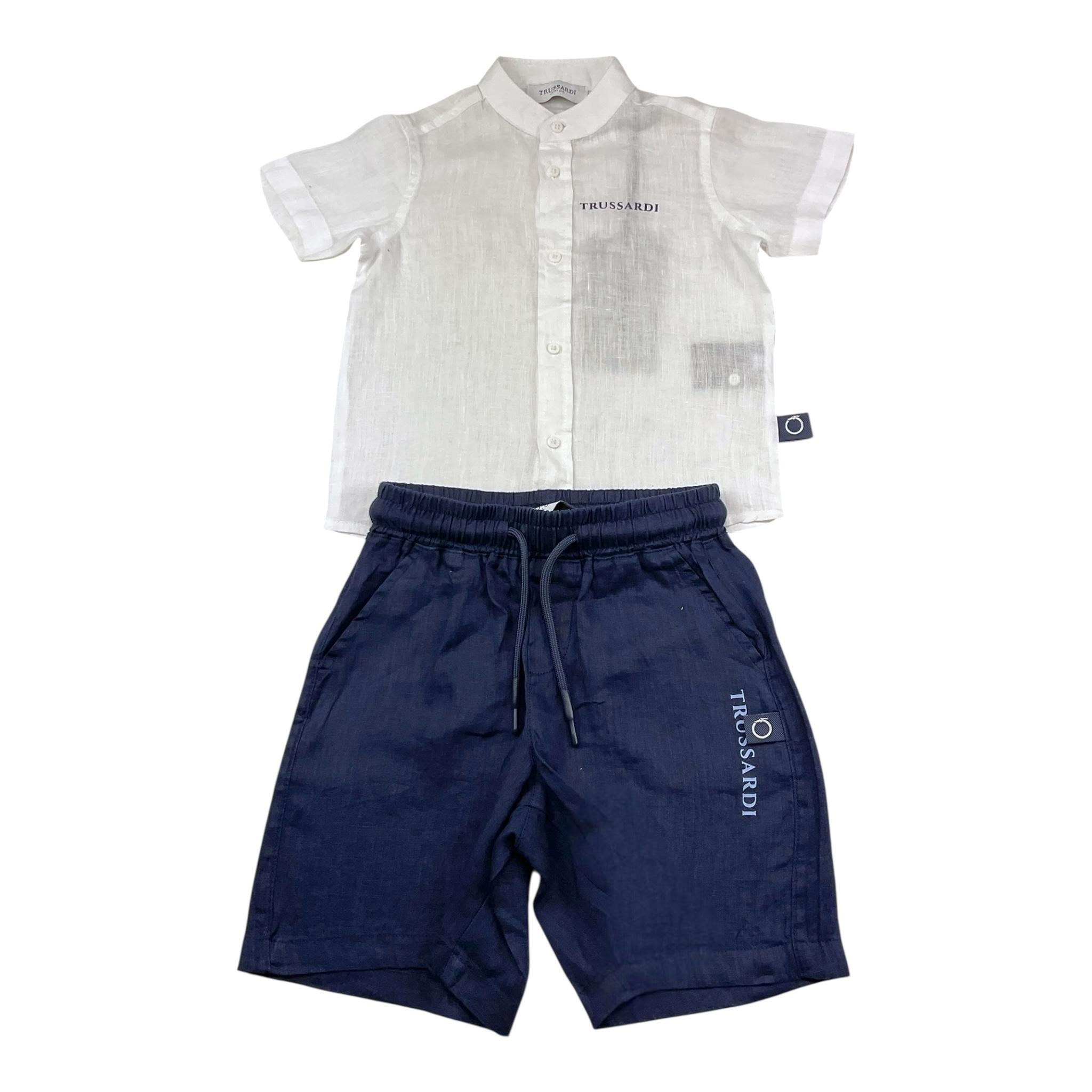 Trussardi Completo 2 Pezzi Bicolore Camicia-Bermuda per Neonato TBP25013CLN BIANCO/BLU TRUSSARDI 