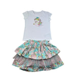 Daga Collection Completo Gonna-T-Shirt Tinta Unita con Stampa Unicorno per Bambina M10086 BIANCO DAGA COLLECTION 