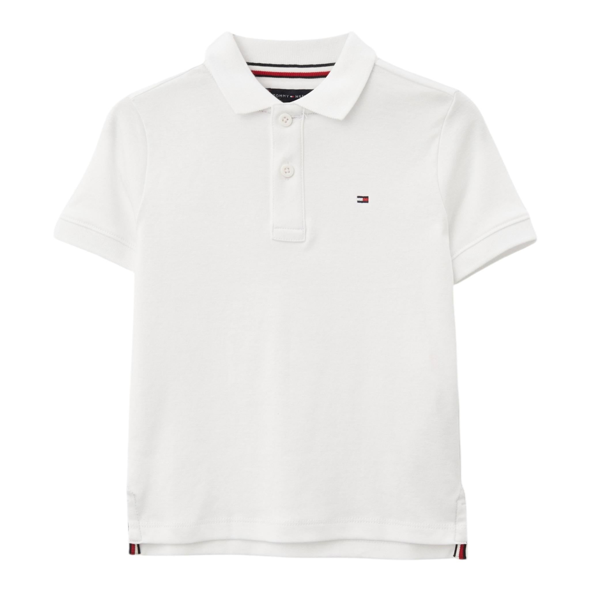 Tommy Hilfiger Polo Mezza Manica Tinta Unita per Bambino KB0KB09333 BIANCO TOMMY HILFIGER 