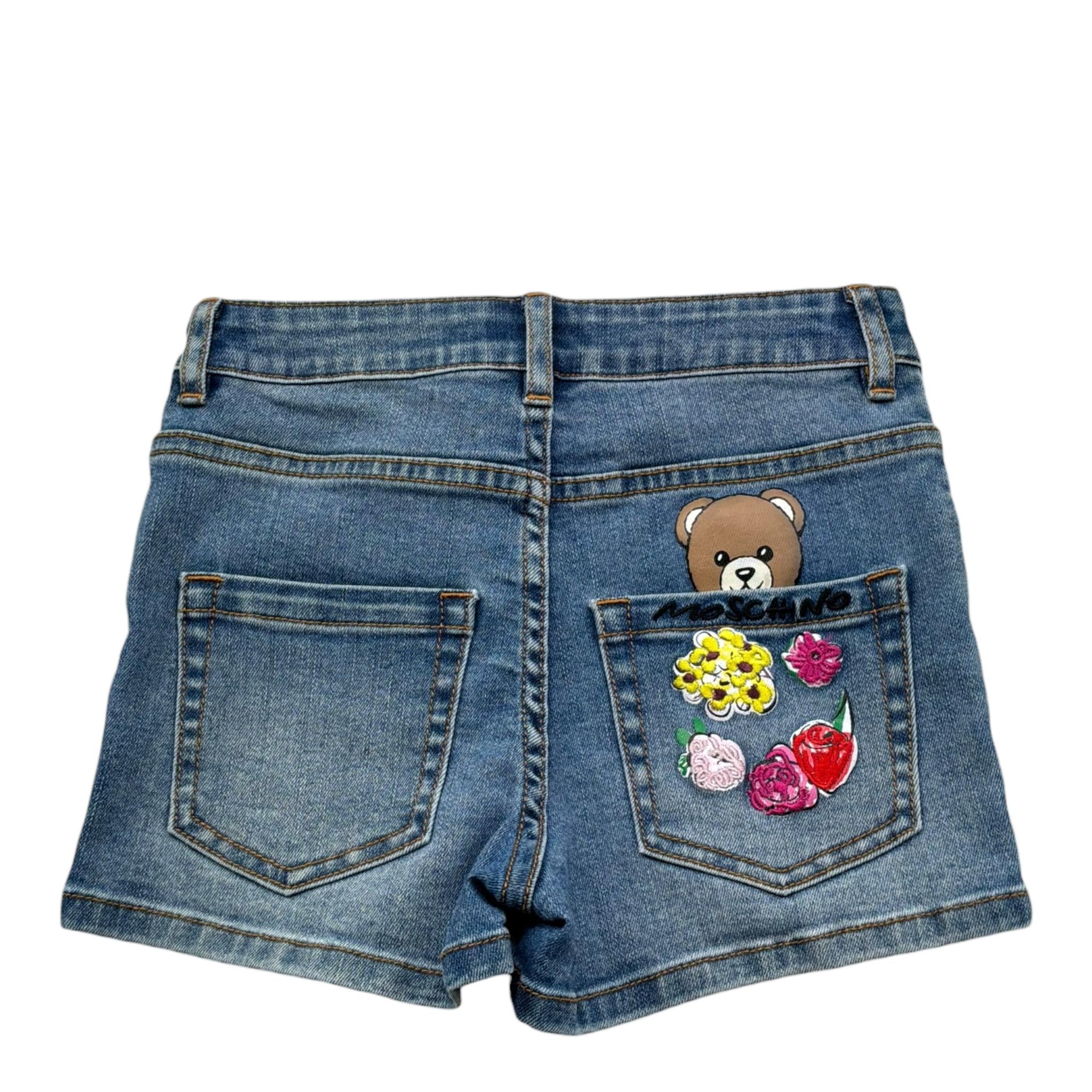 Moschino Short In Denim Tinta Unita per Bambina HDQO1X BLU MOSCHINO 