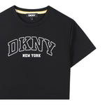 Dkny T-Shirt Girocollo Tinta Unita con Stampa per Bambino D62237 NERO DKNY 