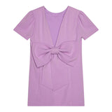 Twinset Abito Mezza Manica Tinta Unita con Fiocco per Bambina 251GJ2QN9 LILLA TWINSET 