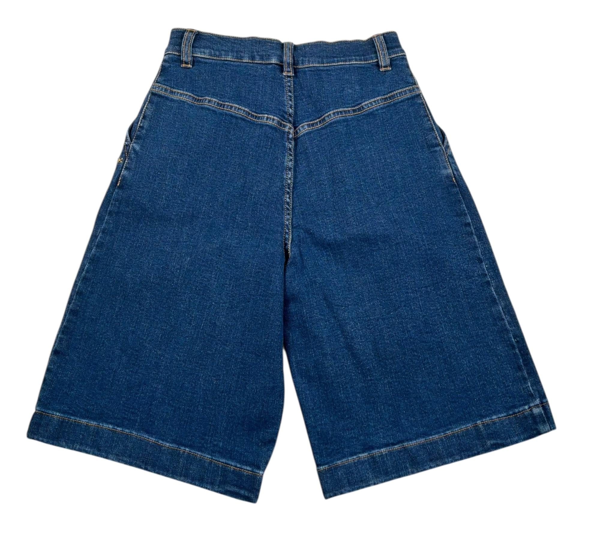 Elisabetta Franchi Short Bermuda Tinta Unita In Denim per Bambina EFBE071 BLU ELISABETTA FRANCHI 