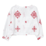 Little Ludo Langarmshirt einfarbig mit Kontraststickerei weiß für Mädchen