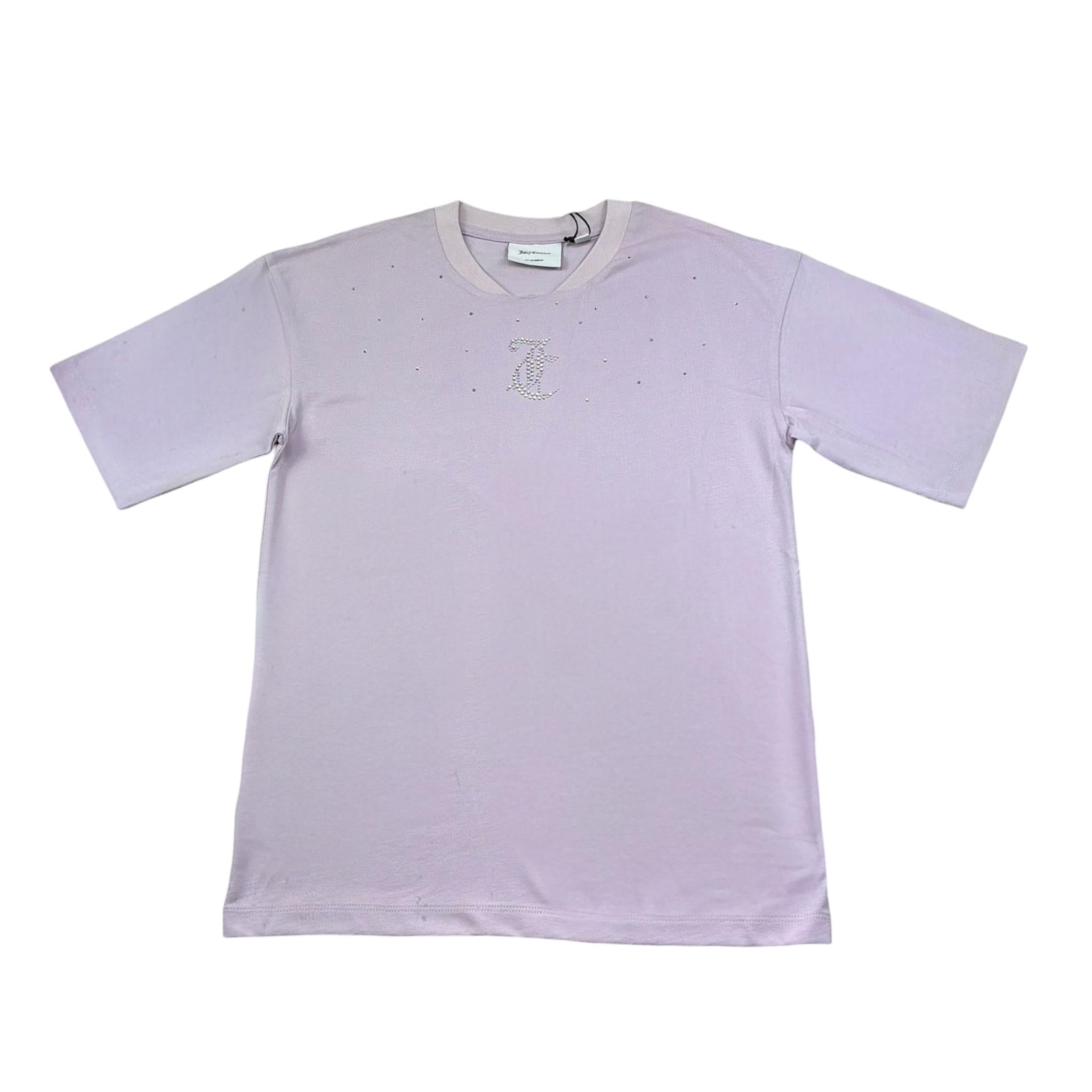 Juicy Couture T-Shirt Girocollo Tinta Unita con Stampa per Bambina JBX6510 LILLA JUICY COUTURE 