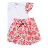 Twinset Complete 2-teiliges T-Shirt-Bermuda zweifarbig weiß/pink für Mädchen