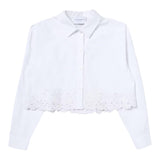 Ermanno Scervino Langarmshirt, einfarbig, kurzes Modell mit Stickerei, weiß für Mädchen