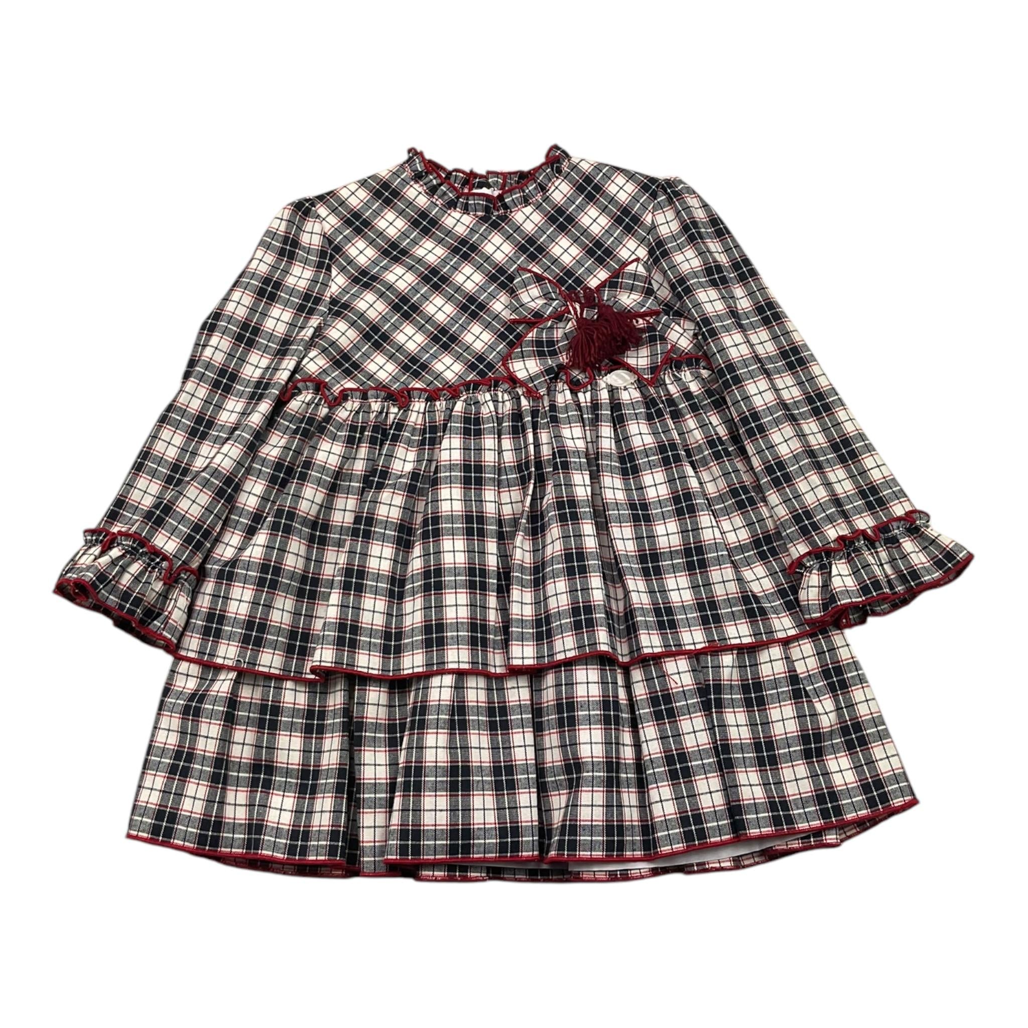 MIRANDA abito tinta unita con fantasia a quadri Bianco per Bambina 360233 BIANCO MIRANDA 