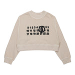 MAISON MARGIELA felpa girocollo mdello crop tinta unita con stampa Beige per Bambina M60683X BEIGE MAISON MARGIELA 