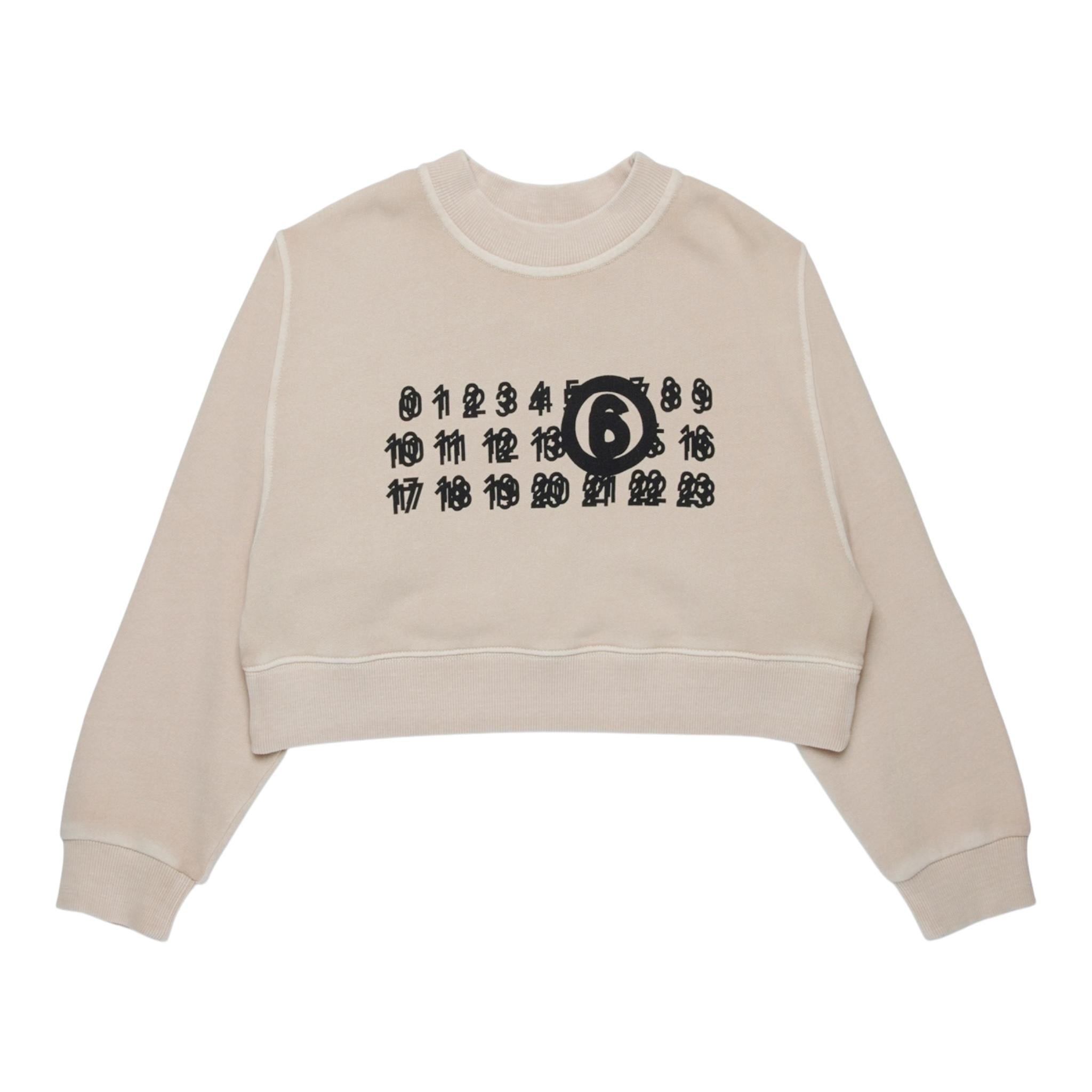 MAISON MARGIELA felpa girocollo mdello crop tinta unita con stampa Beige per Bambina M60683X BEIGE MAISON MARGIELA 