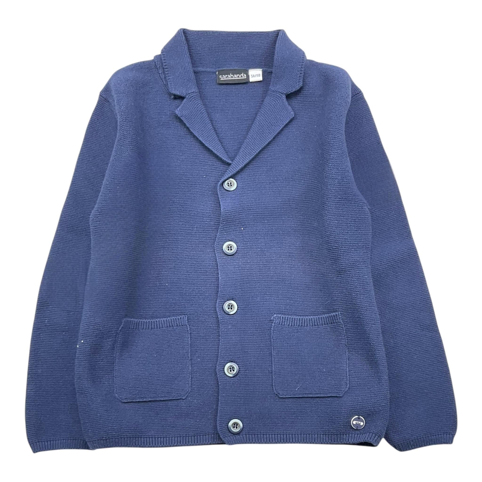 SARABANDA giacca in maglia tinta unita con toppe Blu per Neonato 0A104XN BLU SARABANDA 
