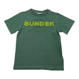 Sundek – Einfarbiges T-Shirt mit Rundhalsausschnitt und grünem Aufdruck für Jungen