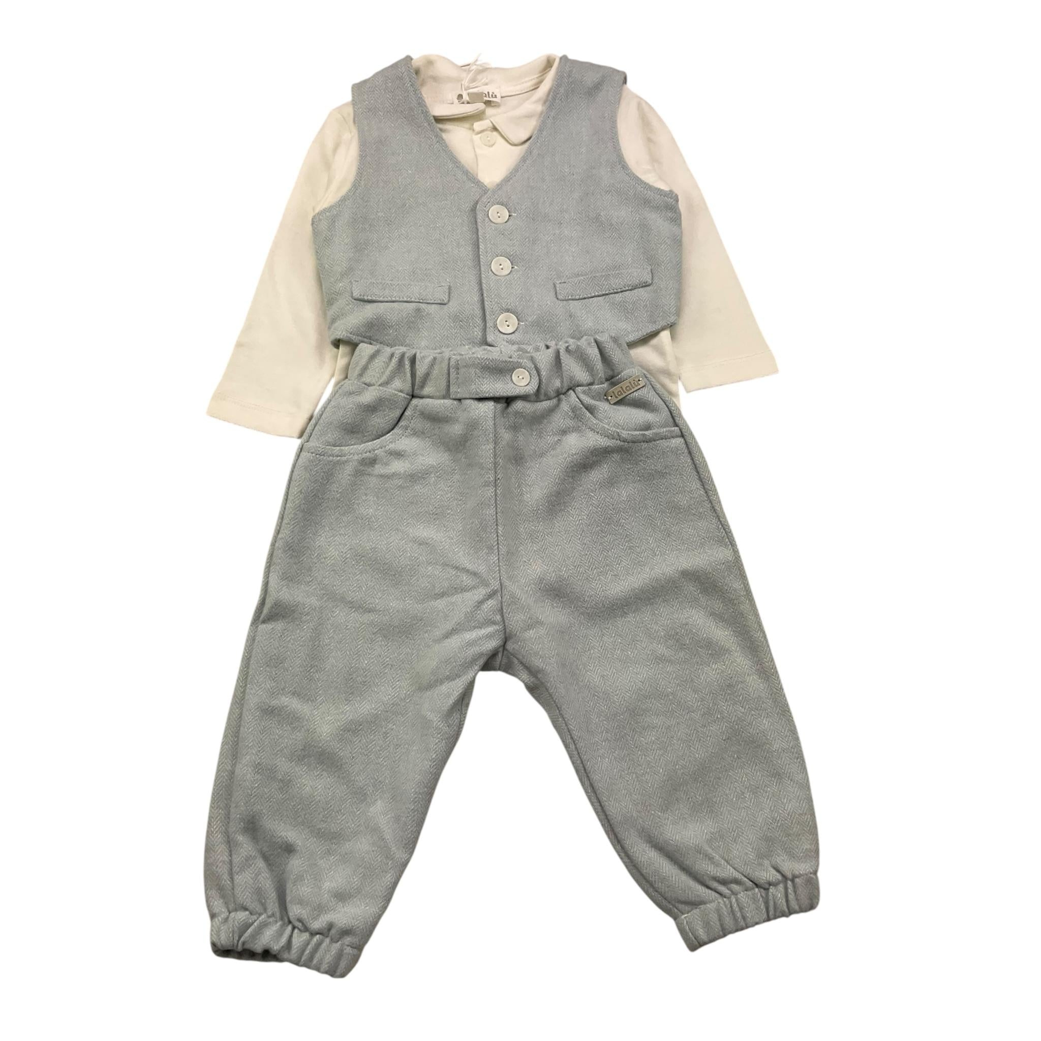 LALALU' completo 3 pezzi body-gilet-pantaloni Azzurro per Neonato CTL1N AZZURRO LALALU' 