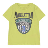 Name.It Einfarbiges T-Shirt mit Rundhalsausschnitt und giftgrünem Aufdruck für Jungen