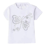 Sarabanda T-Shirt Girocollo Tinta Unita con Brillantini per Bambina 0B313X BIANCO SARABANDA 