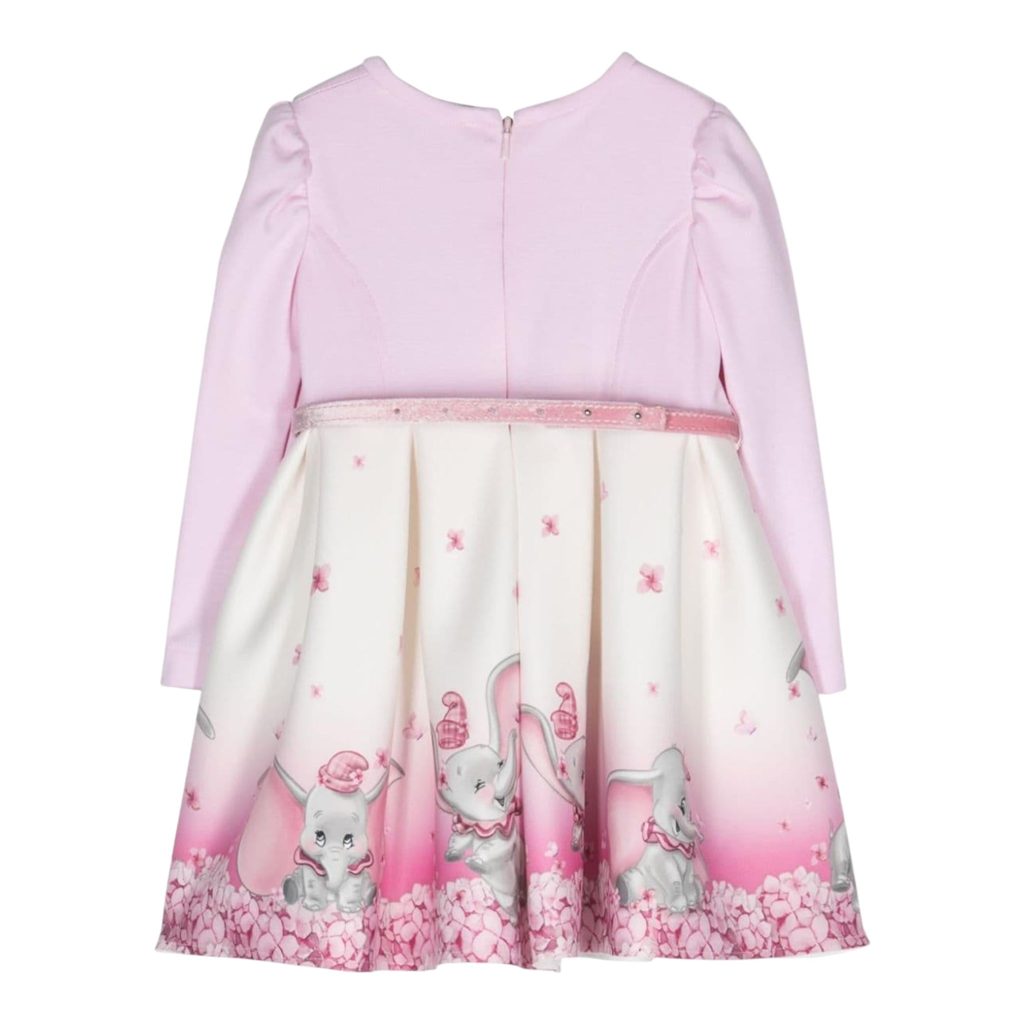 MONNALISA abito tinta unita manica lunga con stampa Rosa per Neonata 31D902 ROSA MONNALISA 