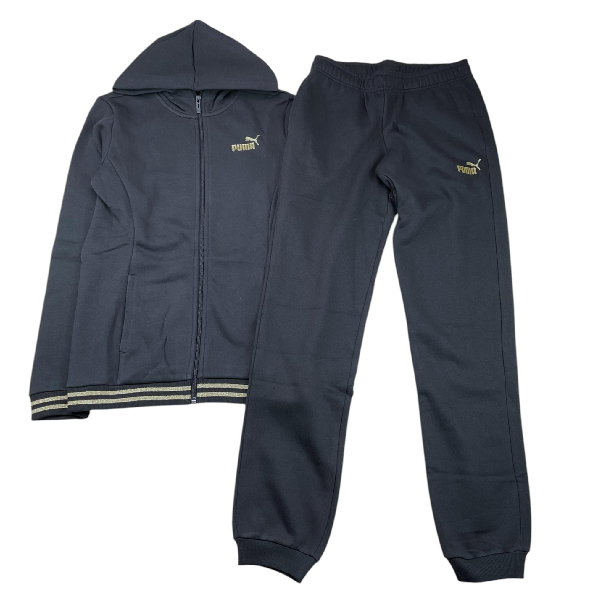 PUMA completo 2 pezzi felpa-pantalone tinta unita Nero per Bambina 684770 NERO PUMA 