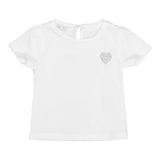 M+E‘ Einfarbiges T-Shirt mit Rundhalsausschnitt und Kontrastdruck in Weiß für Baby-Mädchen