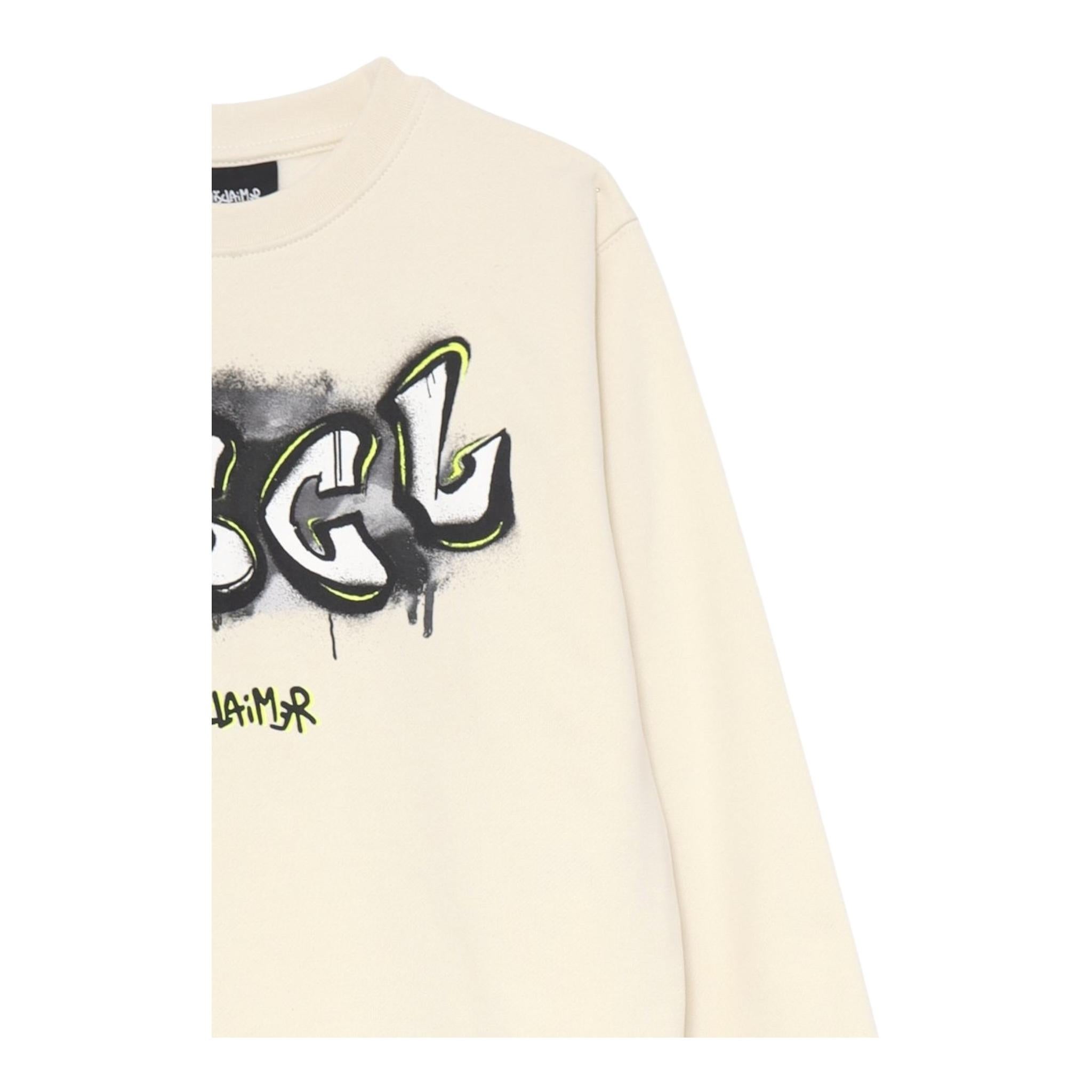 DISCLAIMER felpa tinta unita girocollo con stampa Panna per Bambino 24IDK58231 PANNA DISCLAIMER 