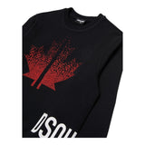 DSQUARED2 felpa chiusa girocollo tinta unita con stampa in contrasto Nero per Bambino DQ2538 NERO DSQUARED2 