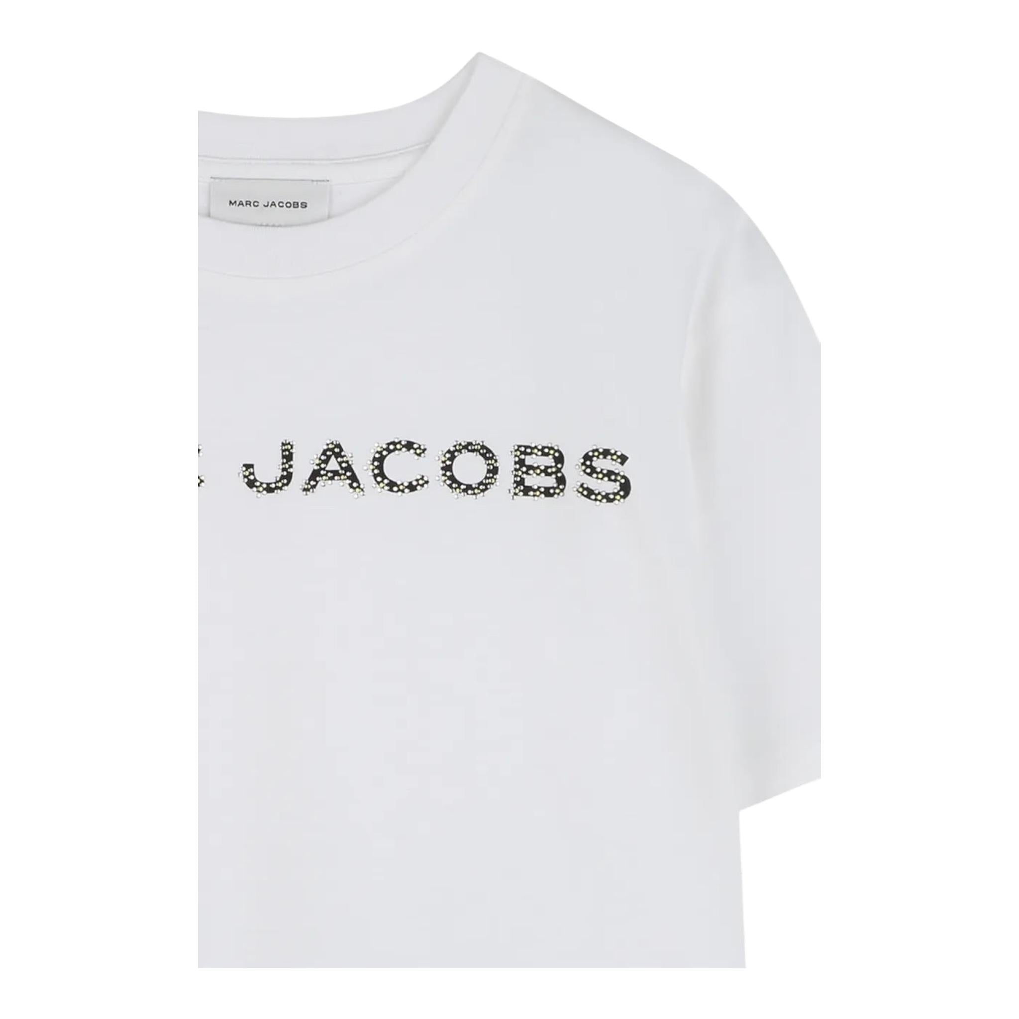 Marc Jacobs T-Shirt Girocollo Tinta Unita con Stampa per Bambina W60463J BIANCO MARC JACOBS 