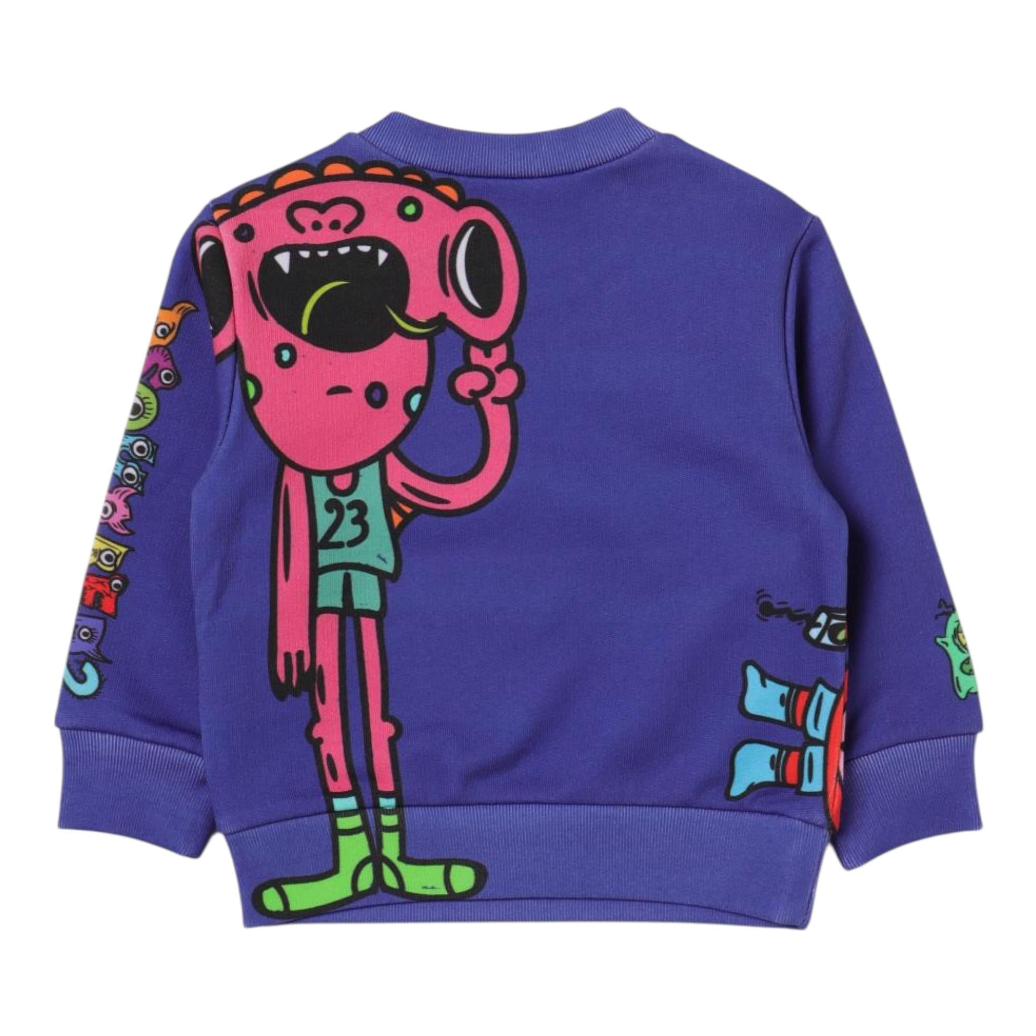 Dsquared2 Felpa Chiusa Girocollo tinta unita con Stampa Viola per Neonato DQ1883 VIOLA DSQUARED2 