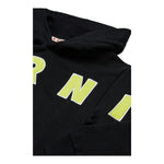 MARNI felpa chiusa con cappuccio tinta unita con logo Nero per Bambino M01266 NERO MARNI 
