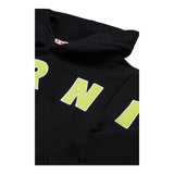 MARNI felpa chiusa con cappuccio tinta unita con logo Nero per Bambino M01266 NERO MARNI 