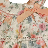 Valentina Bebes Set Einfarbiges Kleid mit Muster-Weiße Culotte für Neugeborene