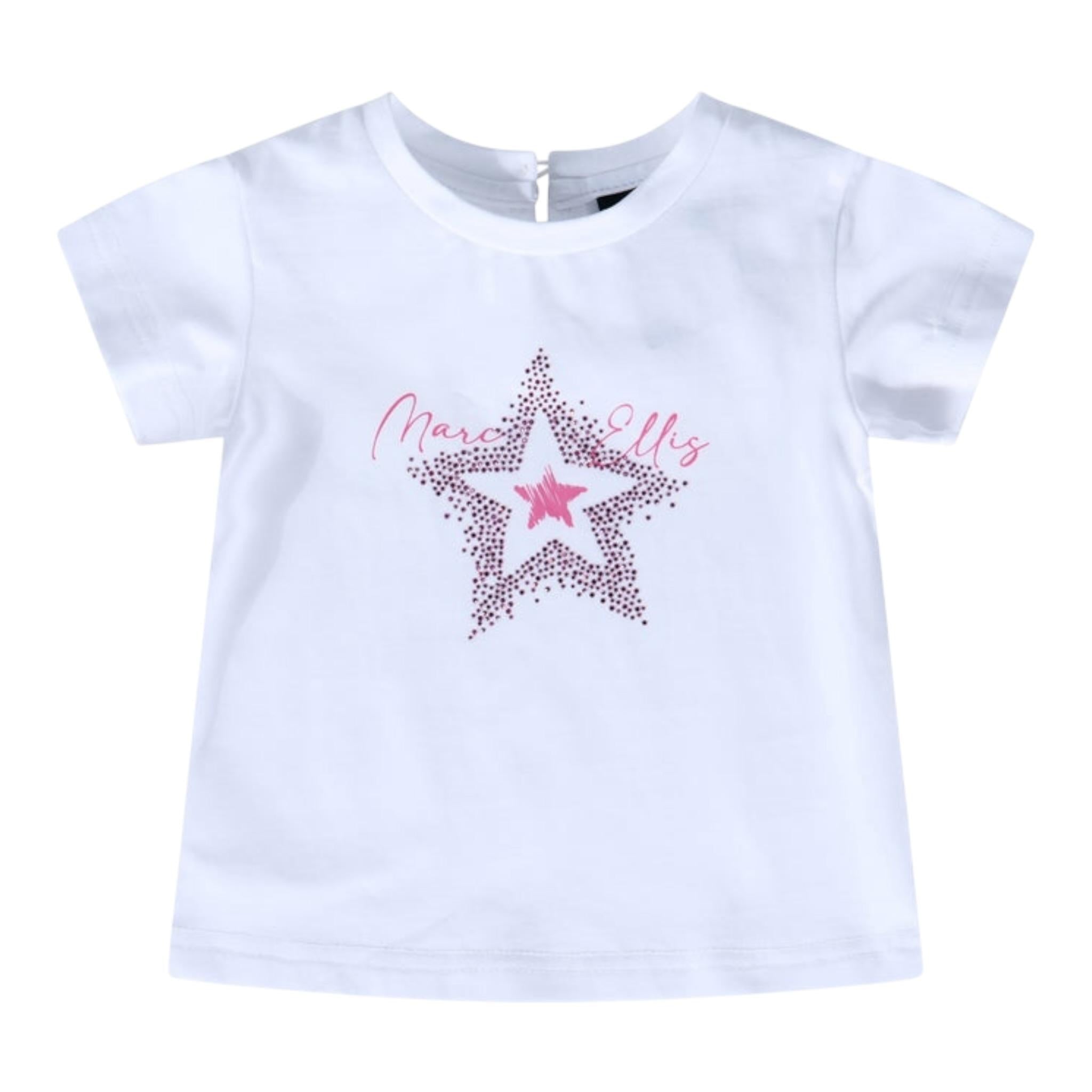 Marc Ellis T-Shirt Girocollo Tinta Unita con Brillantini per Neonata JMNTS16778N BIANCO MARC ELLIS 