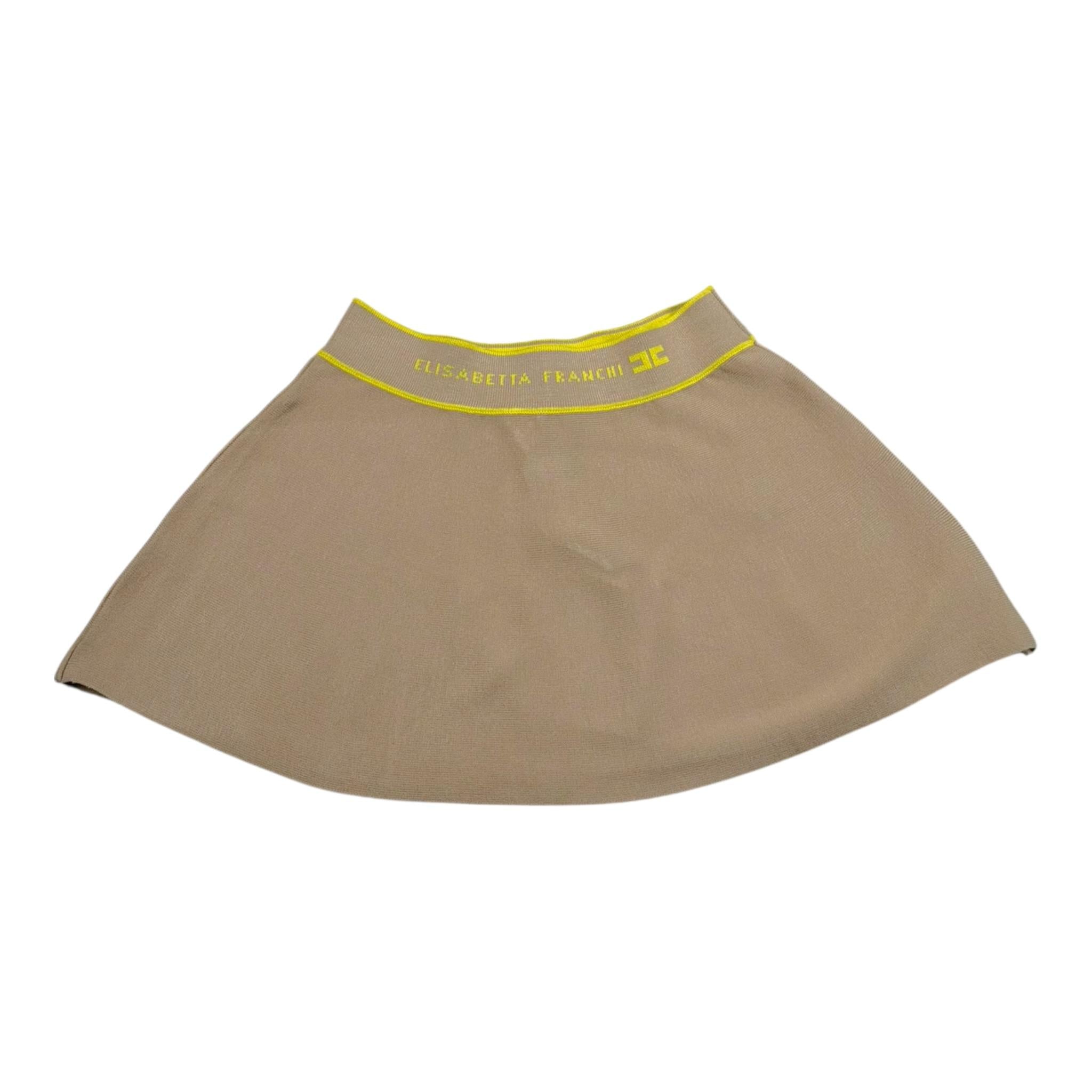 Elisabetta Franchi Gonna Tinta Unita con Stampa Logo per Bambina EFGO153 BEIGE ELISABETTA FRANCHI 