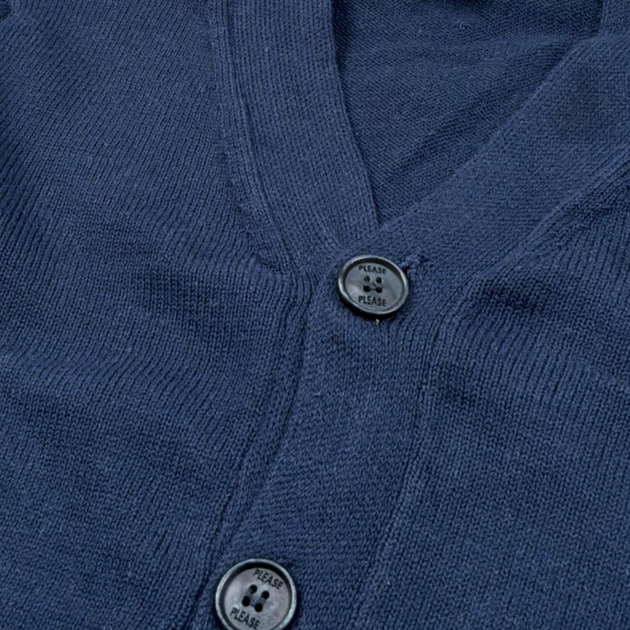 Please Cardigan Tinta Unita con Bottoni per Neonato NB03230B73 BLU PLEASE 