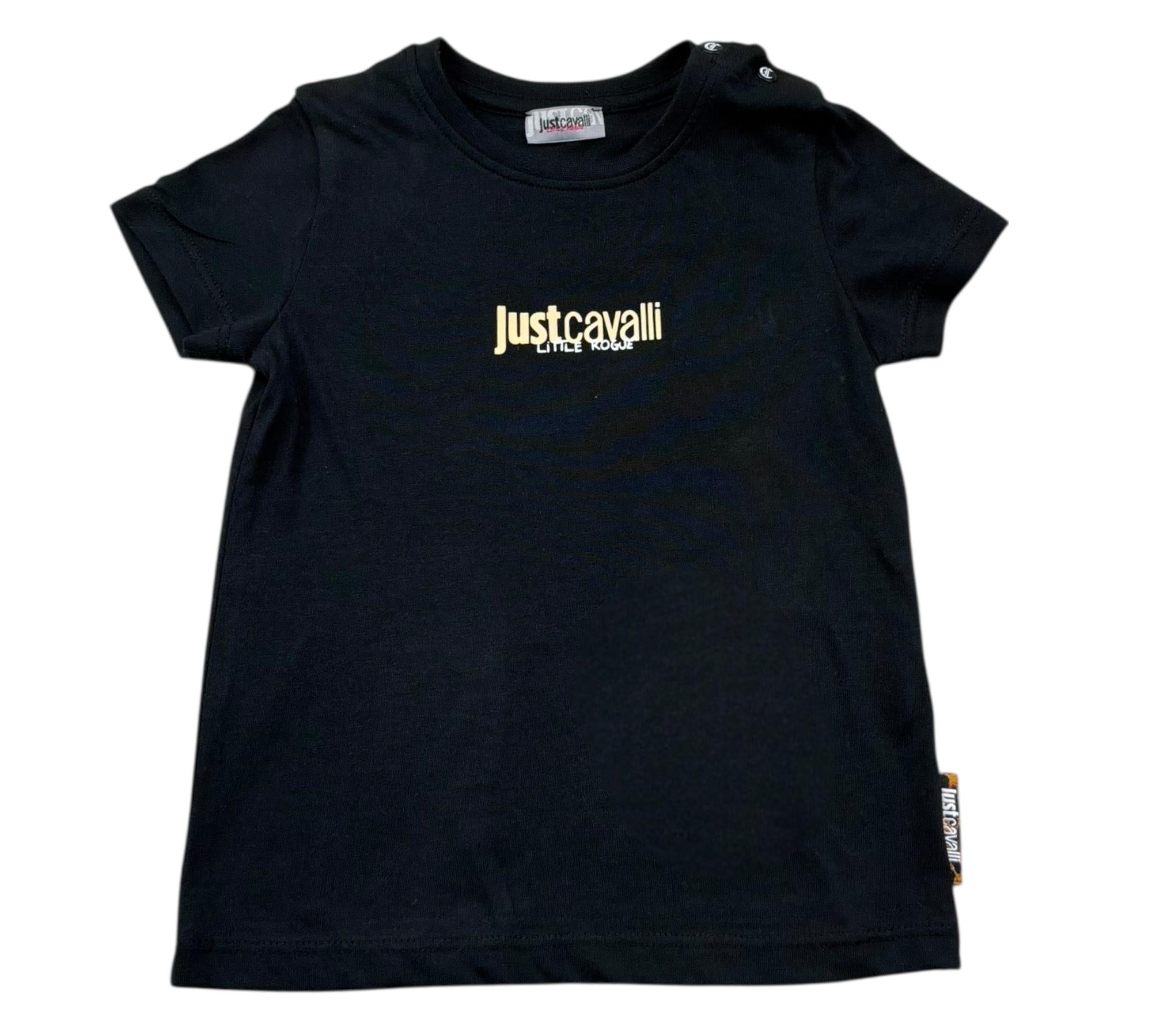 Just Cavalli T-Shirt Girocollo Tinta Unita con Logo per Neonato JIP26035CJ NERO JUST CAVALLI 