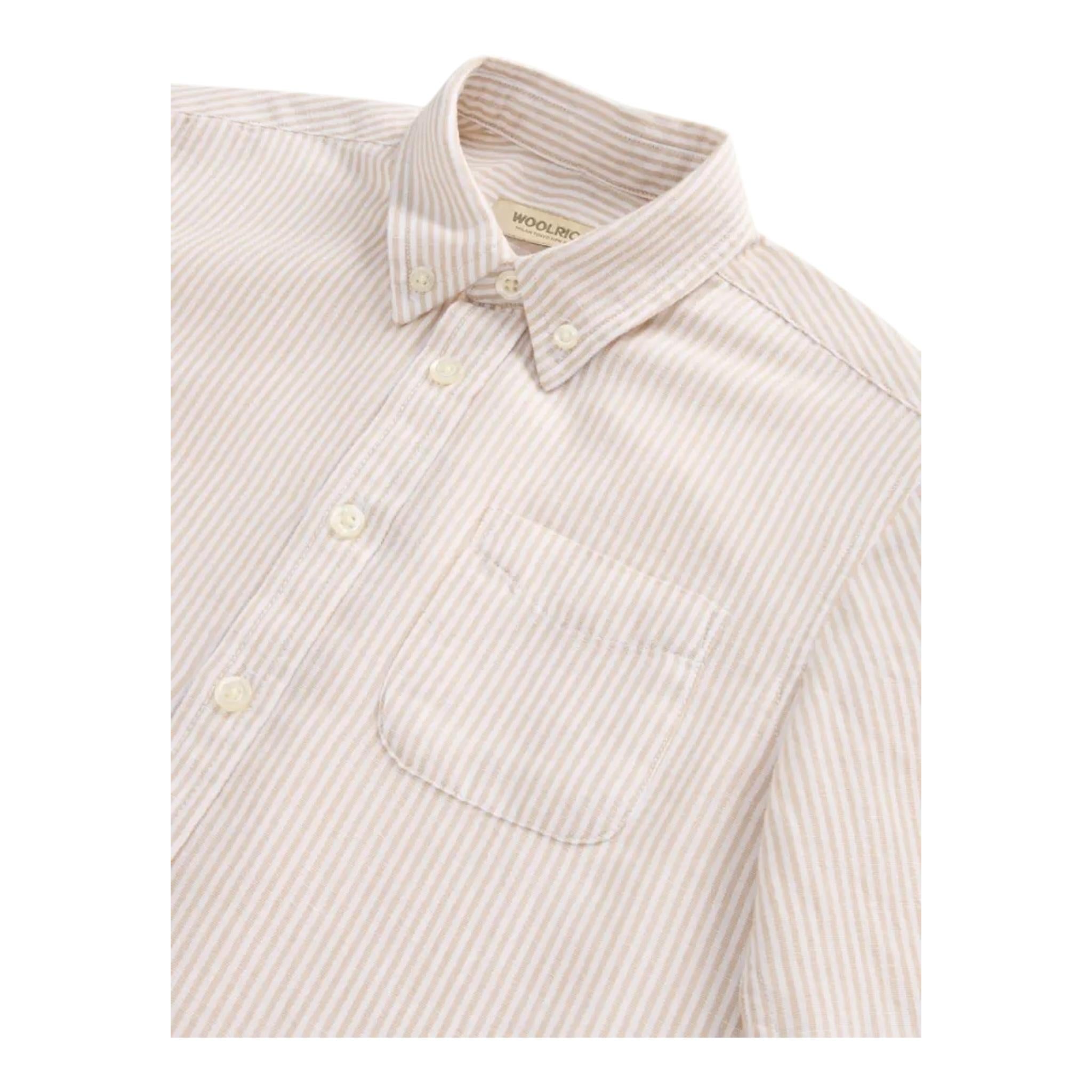 Woolrich Camicia Tinta Unita con Fantasia A Righe per Bambino CFWKSI0068 BEIGE WOOLRICH 