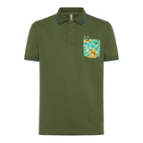 Sun68 Poloshirt Halbarm Einfarbig mit Kontrasttasche Grün für Jungen