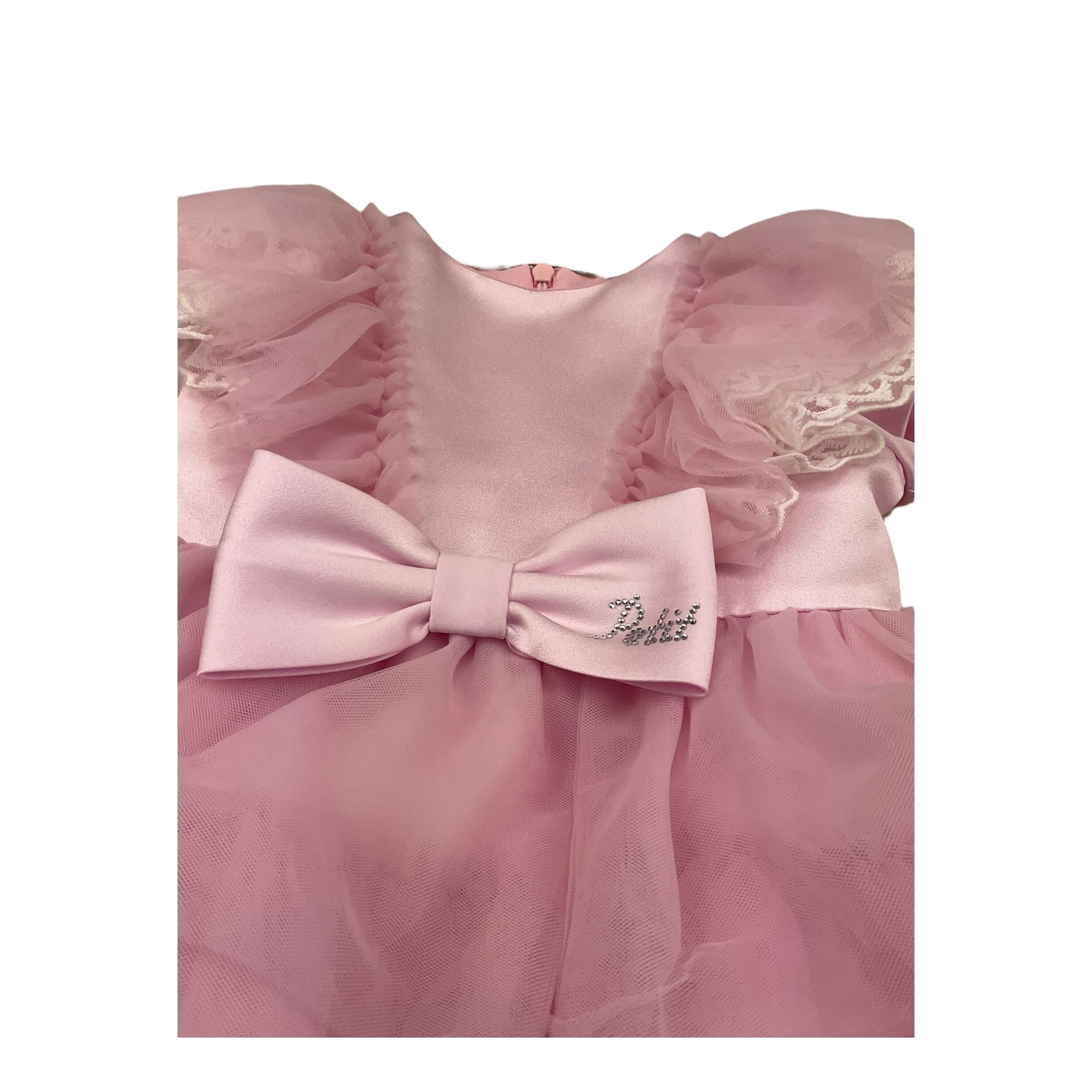 Petit Abito Mezza Manica Cerimoniale In Tulle per Neonata S2015651 ROSA PETIT 