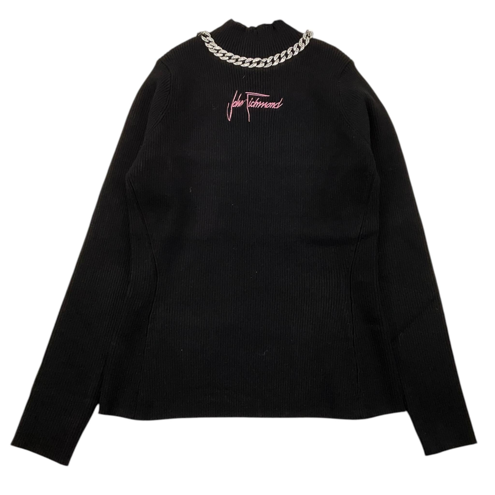 JOHN RICHMOND maglia mezza collo tinta unita con applicazioni Nero per Neonata RGA24080MAN NERO JOHN RICHMOND 