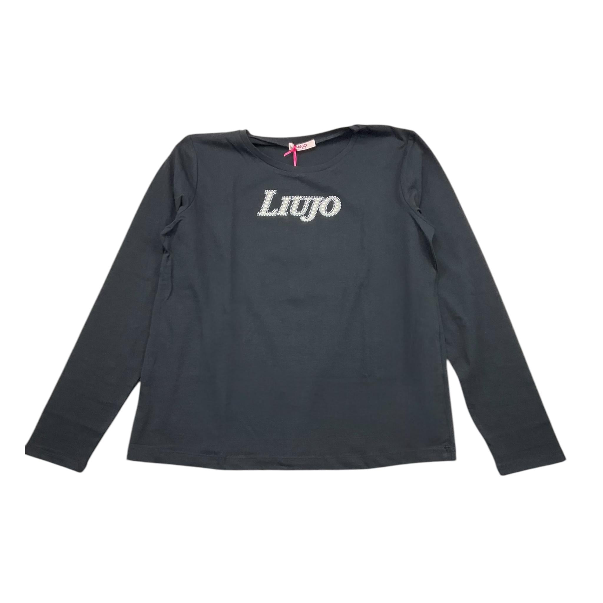 LIU JO shirt girocollo tinta unita con stampa Nero per Bambina GF4158 NERO LIU JO 