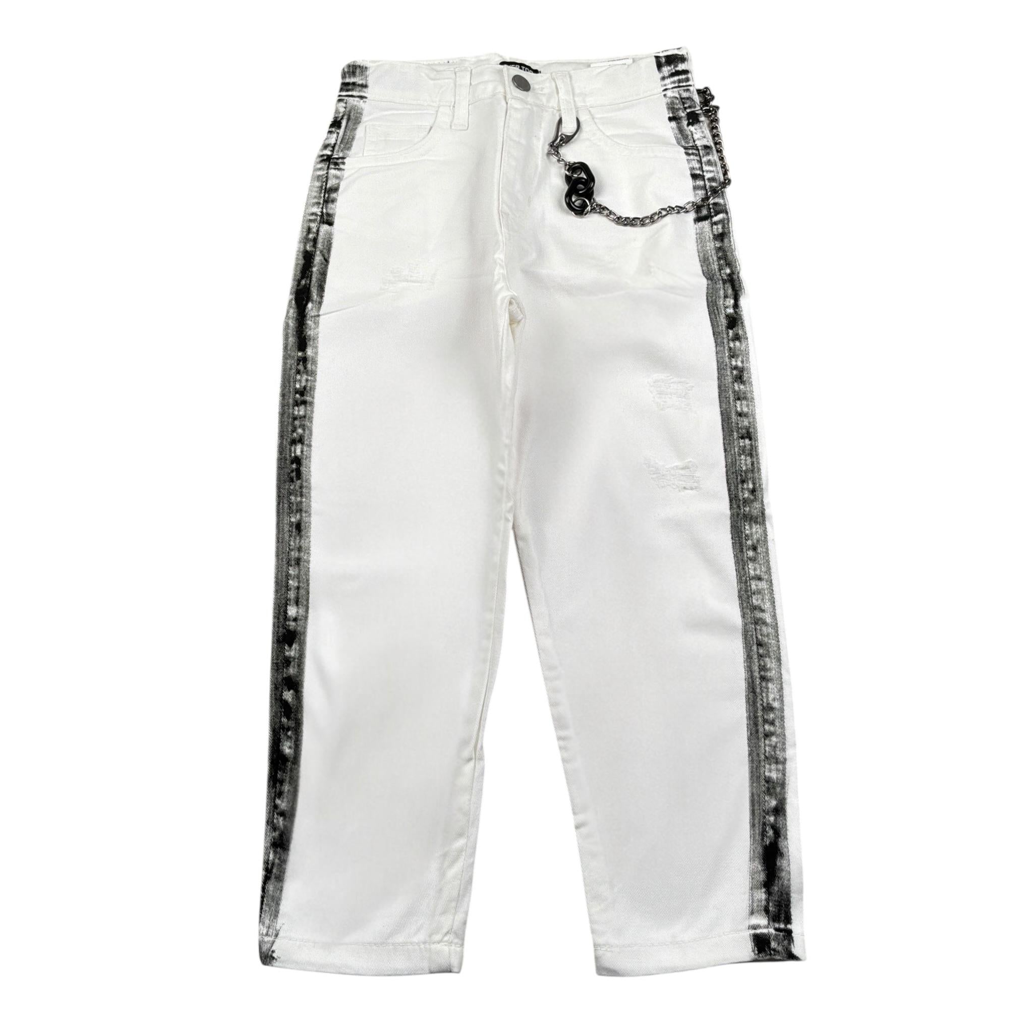Never Too Jeans tinta unita con Profili In Contrasto Bianco per Bambino NT1689B BIANCO NEVER TOO 