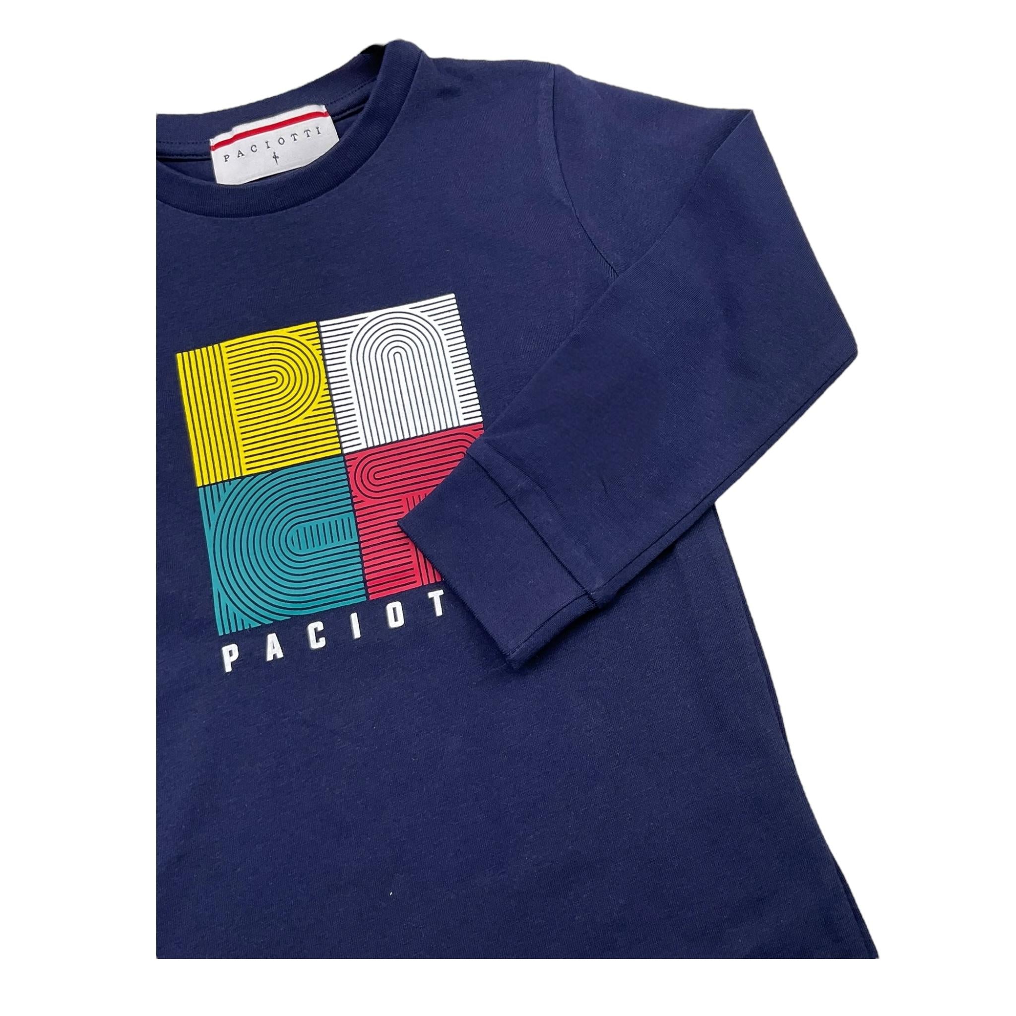 CESARE PACIOTTI shirt girocollo tinta unita con stampa in contrasto Blu per Bambino TSP5318B BLU CESARE PACIOTTI 