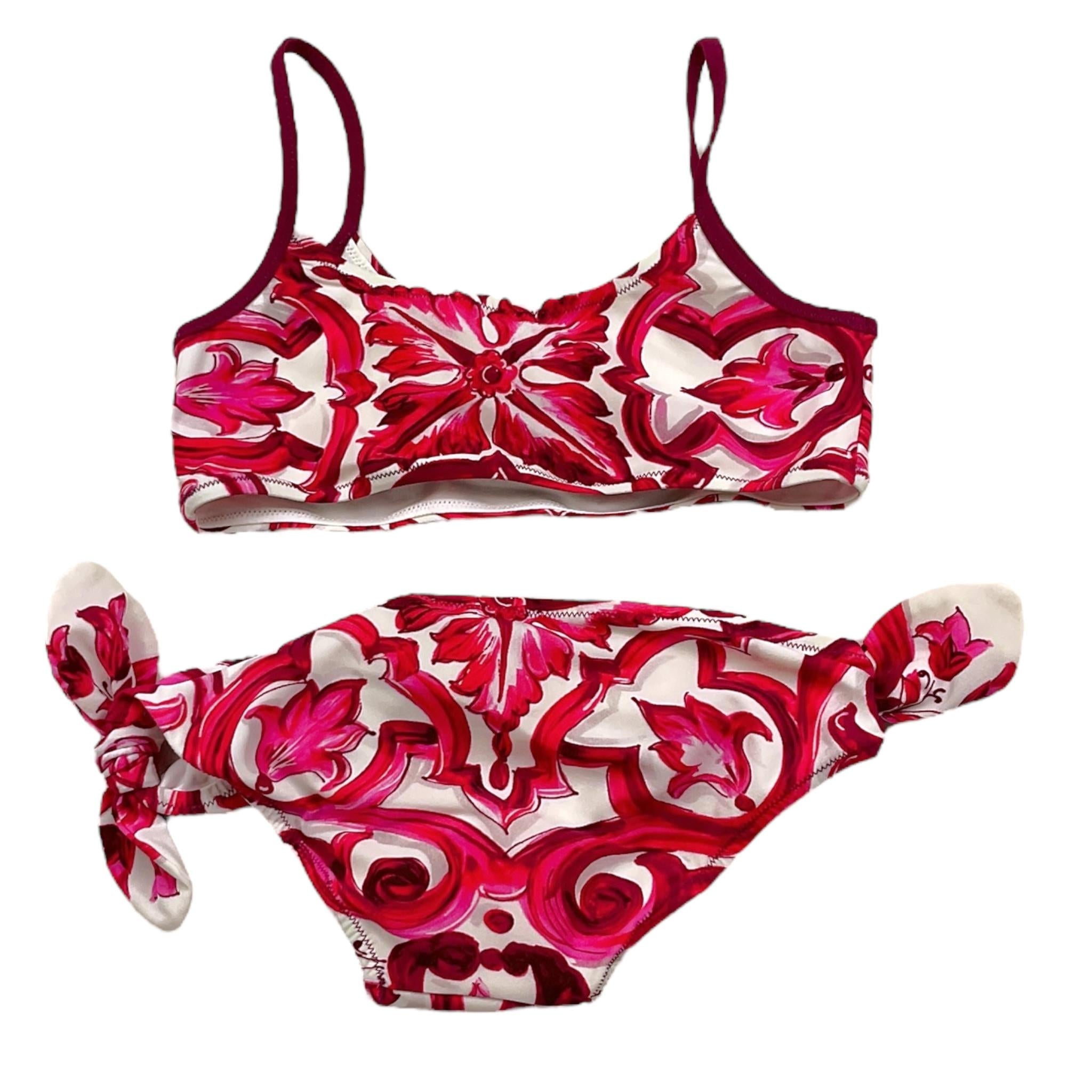 Dolce & Gabbana Costume 2 Pezzi Slip-Fascia con Fantasia per Bambina L5J82 BIANCO DOLCE & GABBANA 