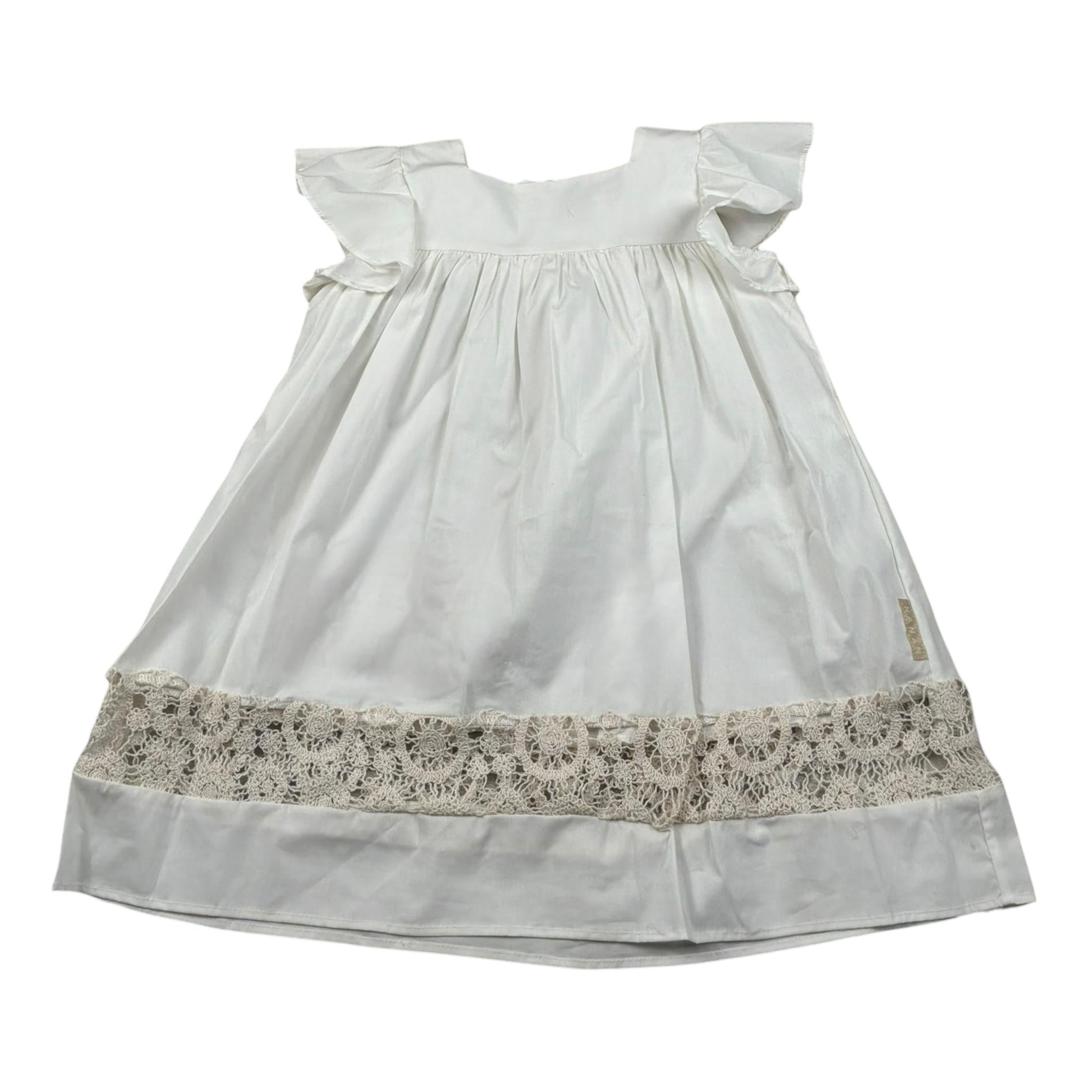 Nanan Abito Mezza Manica tinta unita con Ricami Panna per Bambina E2352236B PANNA NANAN 