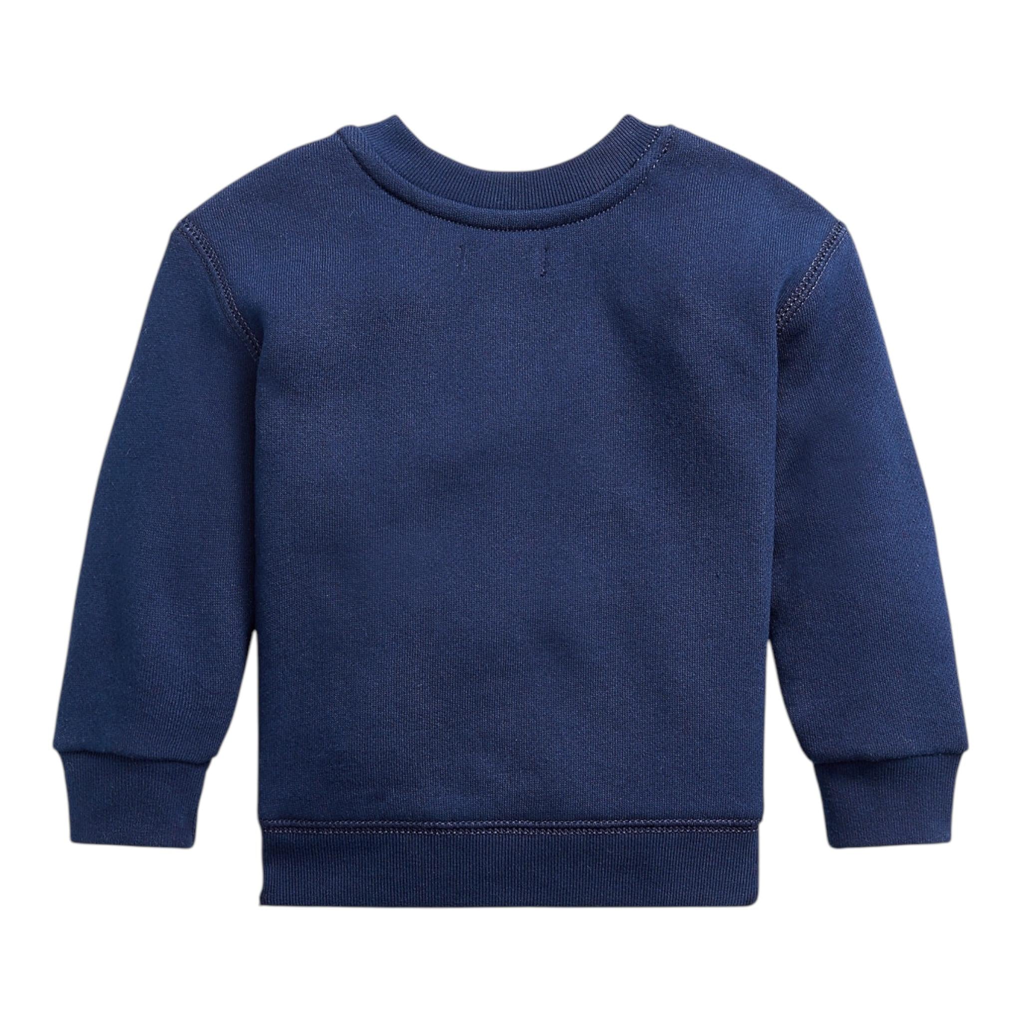 RALPH LAUREN felpa chiusa girocollo tinta unita con logo Blu per Neonato 320772102002 BLU RALPH LAUREN 