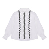 Vicolo Langarmshirt Einfarbig mit Kontraststickerei Weiß für Baby Mädchen