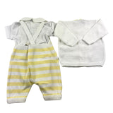 Little Bear 3-teiliges Set Strickjacke-Body-Latzhose Weiß/Gelb für Neugeborene