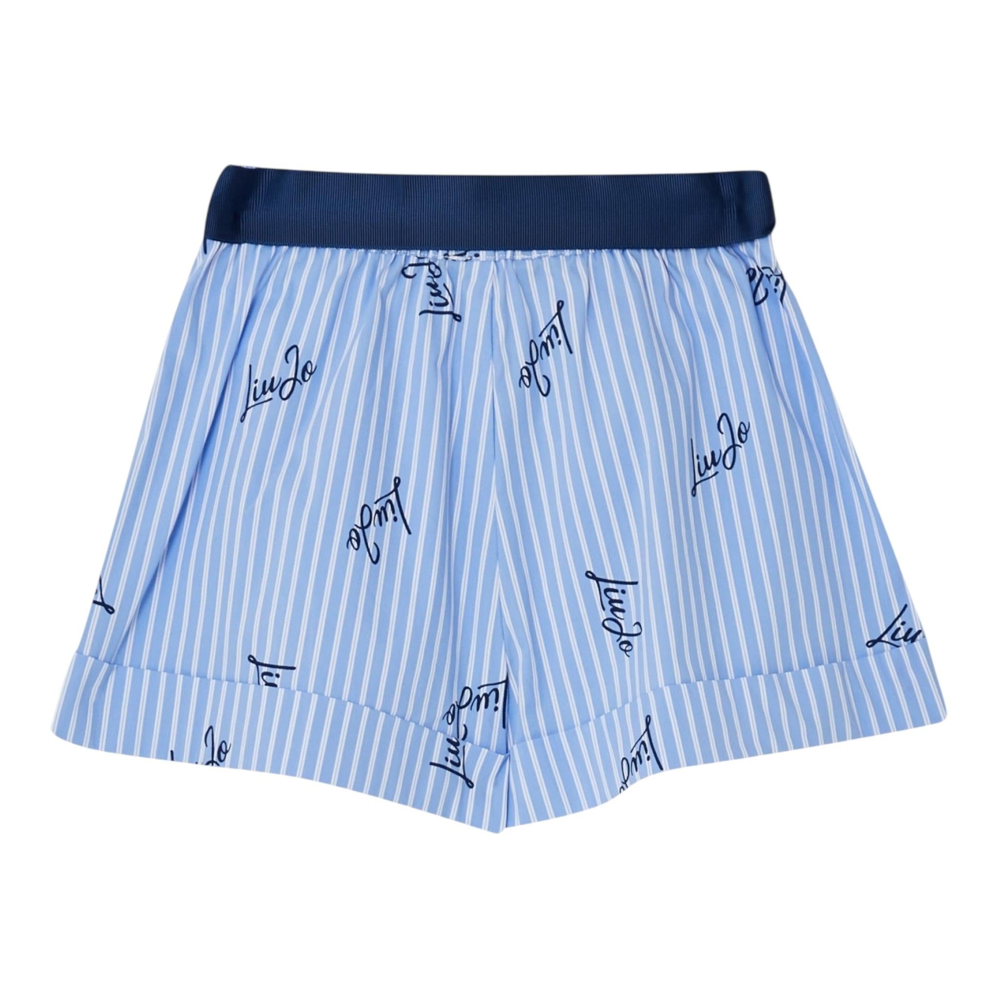 Liu Jo Short Tinta Unita con Fantasia A Righe per Neonata KA5051N AZZURRO LIU JO 